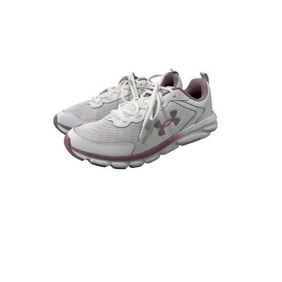 Under Armour Women's UA Charged Assert 10 Shoes, White/Pink, Size 10.5 - Picture 1 of 11